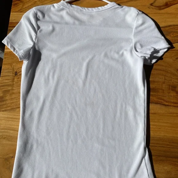 White Ribbed Women's Top - Picture 2 of 3